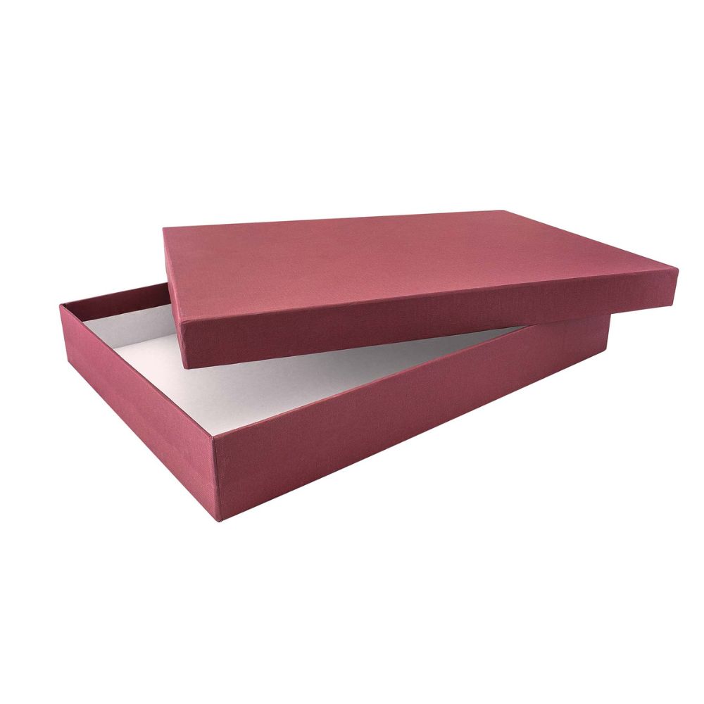 Χειροποίητο Χάρτινο Κουτί, Παραλληλόγραμμο Ρηχό, Μπορντό, 38*27*5cm